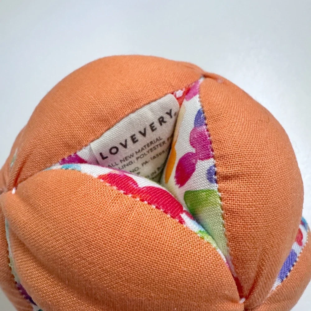 Lovevery Soft Stuffed Montessori Grasping Baby Ball Orange Plush Sensory Toy